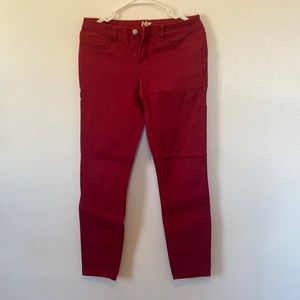 Dark red skinny jeans